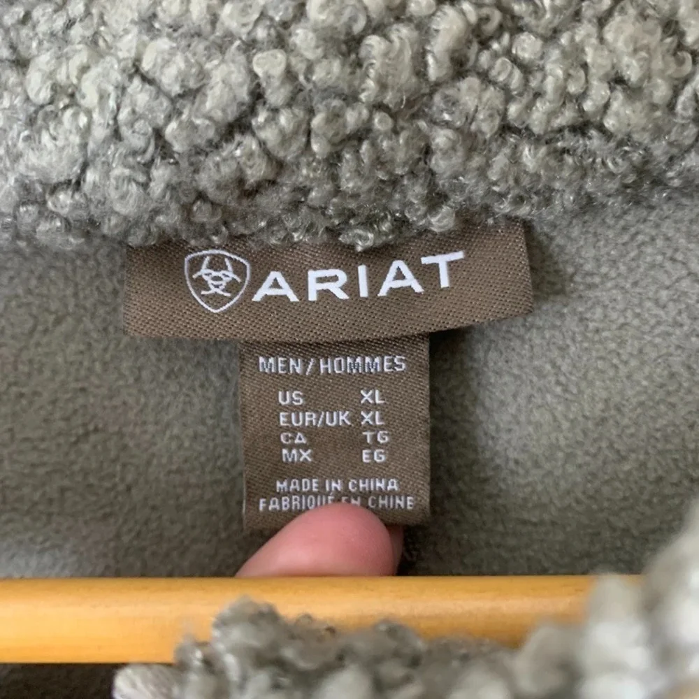 Ariat Sherpa Fleece Jacket‎ Mens XL Tan Full Zip Western Ranch Outdoor